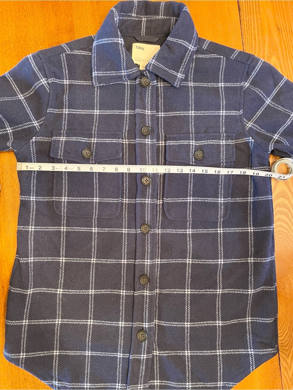 Tiley Navy Blue Windowpane Button-Up Shacket - Picture 3 of 5